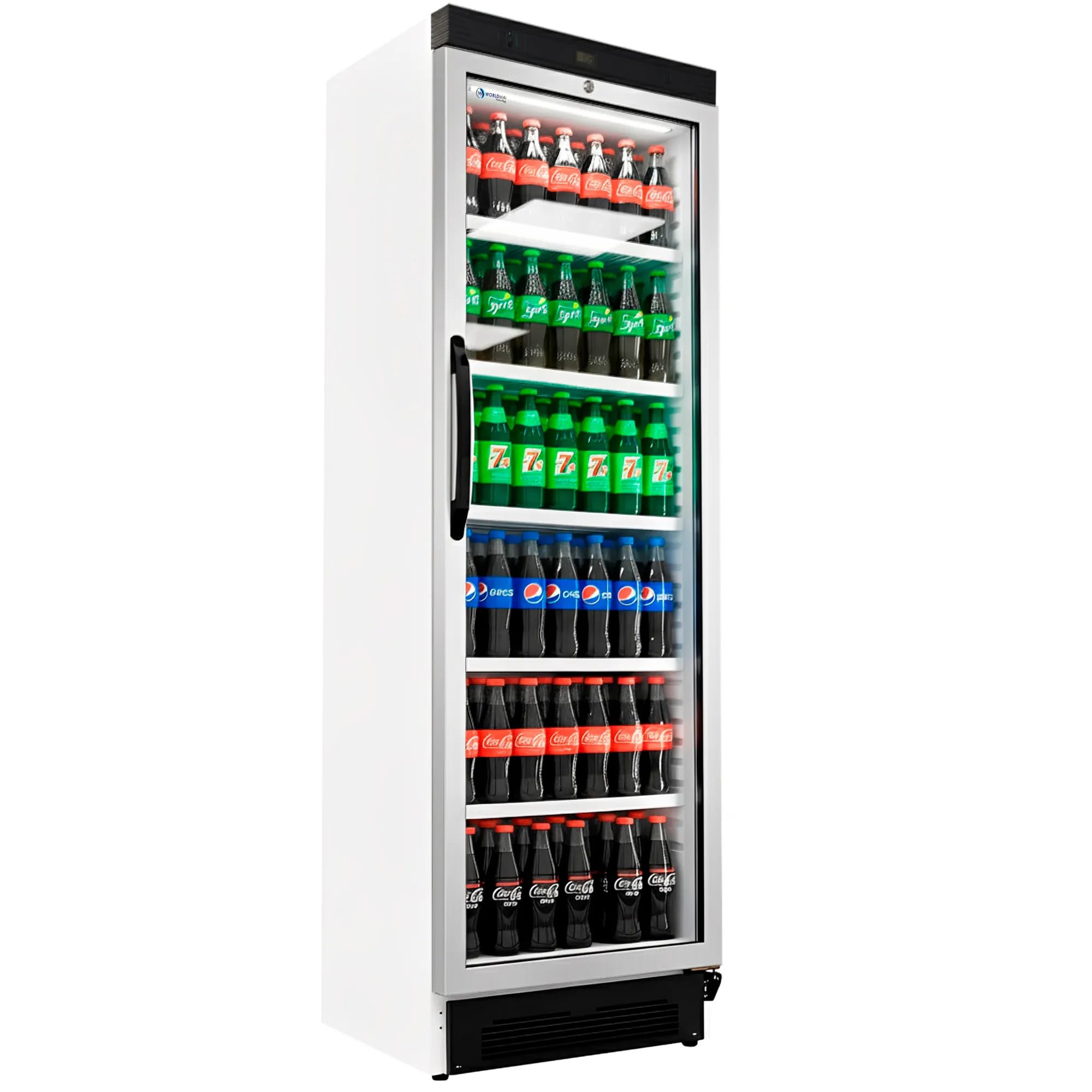 MBH - Nevera expositora vertical profesional blanca con puerta de cristal para hostelería. Frigorífico expositor botellero industrial para bebidas.