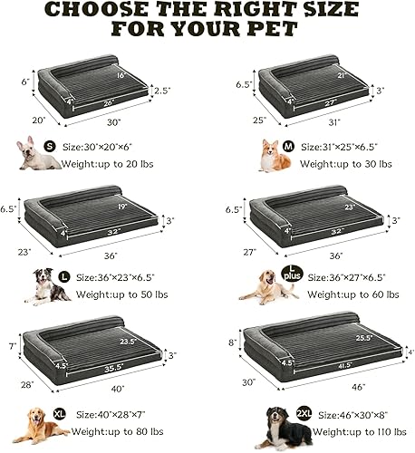Miniatura 5 de WINDRACING Camas ortopédicas para perros medianos y pequeños, sofá cama impermeable de espuma de huevo para perros con lados de refuerzo en L, cama