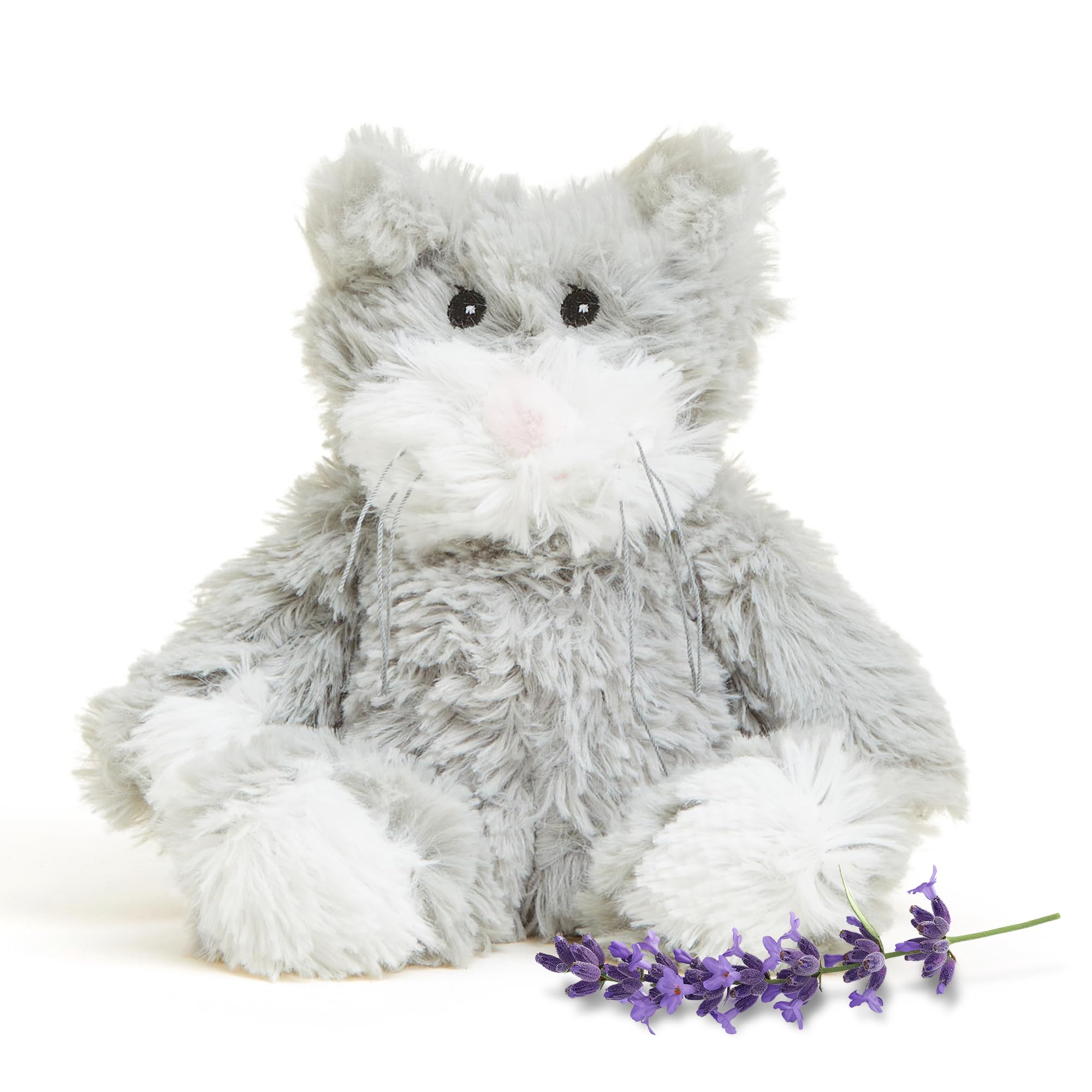 Junior Microwavable & Weighted Stuffed Animals, Cat - Heated Stuffed Animal Plushie for Warmth & Comfort - Cute Soft Plush Toys for Adults & Children (Boys, Girls, Babies & Toddlers)