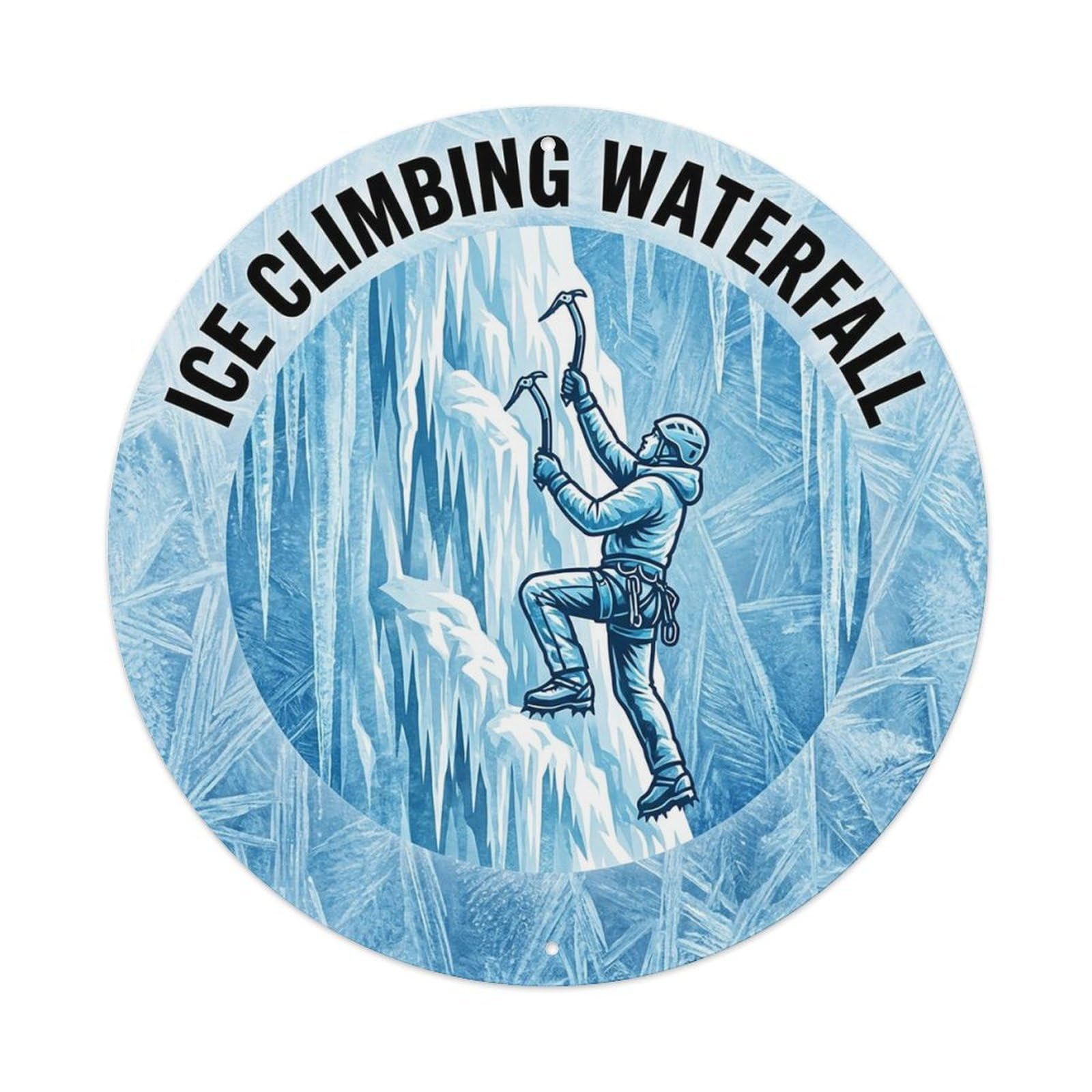 Vintage Ice Climbing Waterfall Extreme Sports Vintage Metal Tin Sign Plaque Wall Decor for Cafe, Club Bar, Office, Garden Metal Poster 8x8Inch