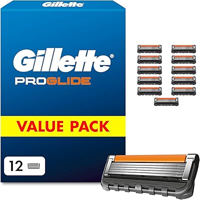 Gillette Proglide Rasierklingen Herren, 12 Original Ersatzklingen — 2X Gleitstreifen vor und nach Den Klingen und Everglide Gleitstreifen für Unglaubliche Gründlichkeit und Komfort