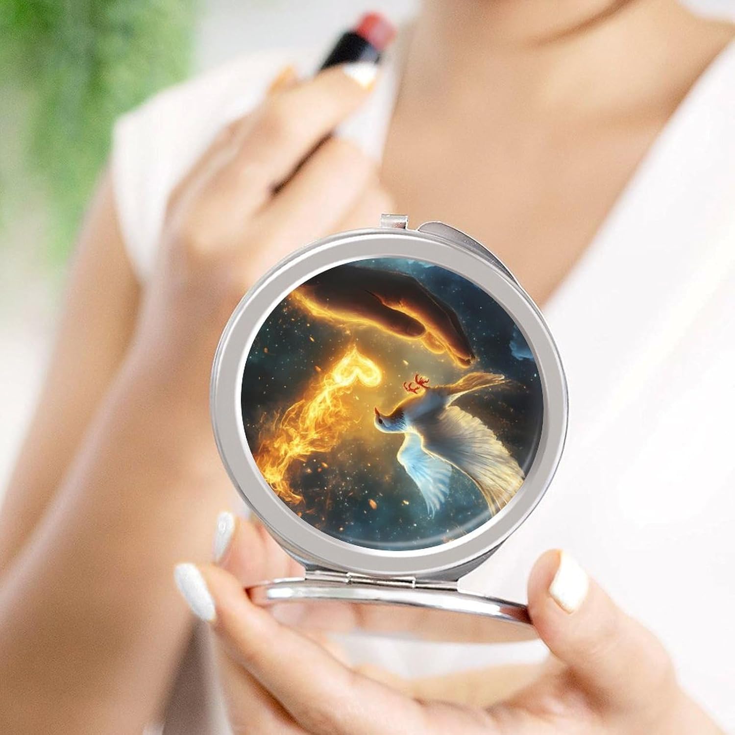 Holy Spirit Dovees Compact Makeup Mirror Mini Foldable Cosmetic Mirror Portable Travel Mirror for Purse Pocket