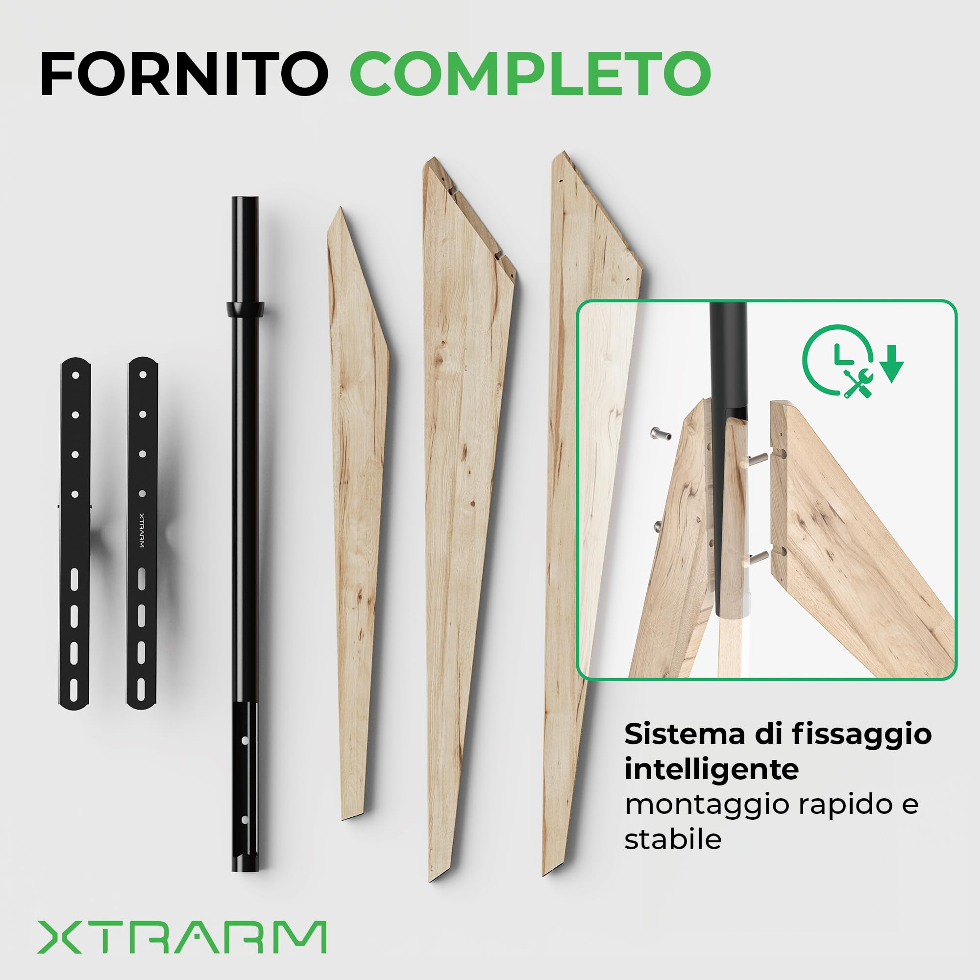 Argo - Supporto per TV Tripod, altezza fino a 140 cm, girevole a 360 gradi, per TV da 32 a 65 pollici, fino a 40 kg, max. VESA 400 x 400 mm, base TV in rovere invecchiato