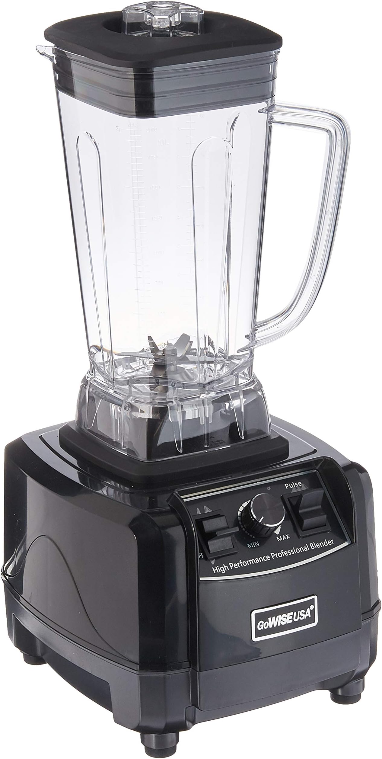 GoWISE USA GW22503 High-Performance 2 Horse Power Professional 67-Ounce Pitcher and Tamper + 20 Blender Recipe Book, 1450W Streamline, BLACK