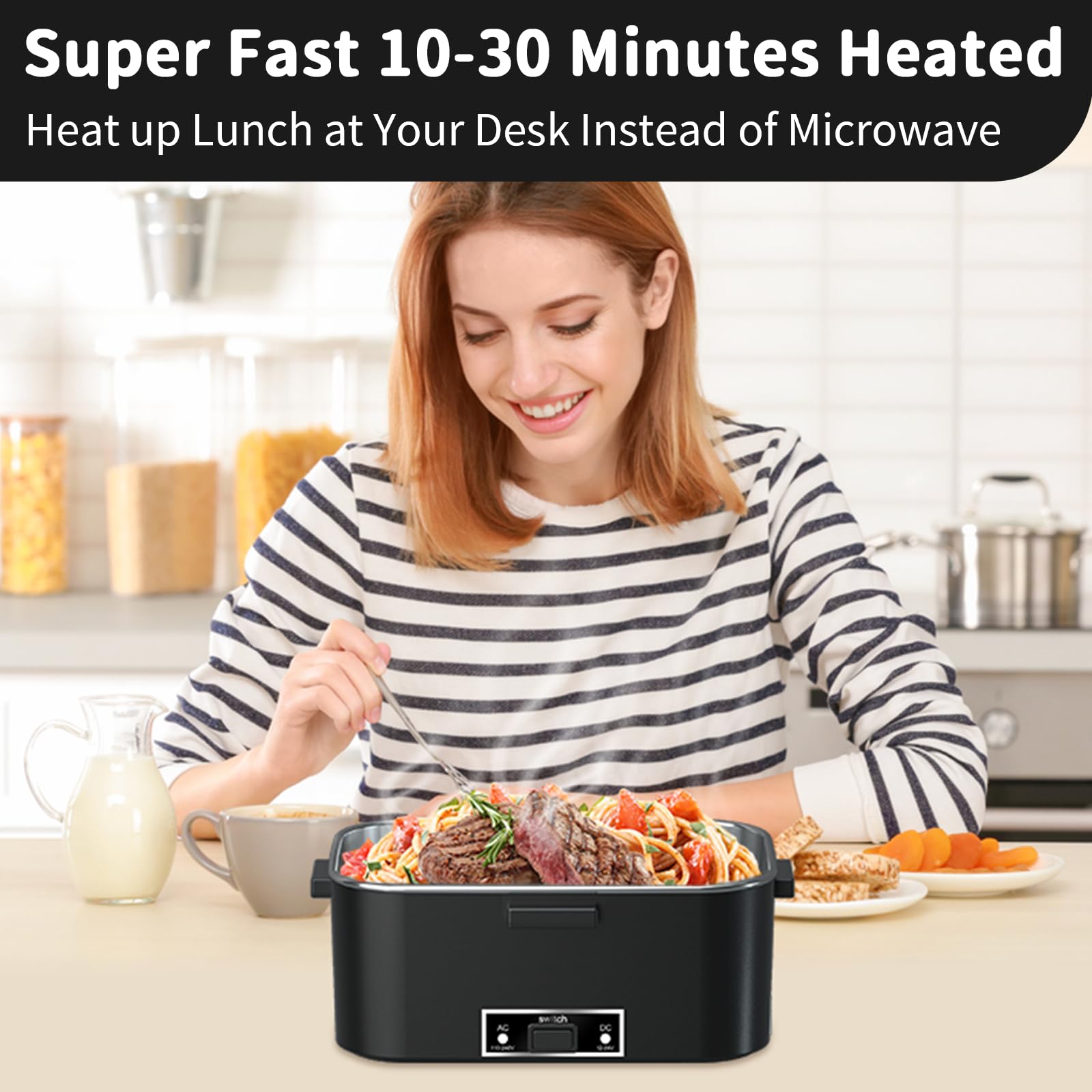 Thermocontainer 1000 ml, electric lunch box, food heater, car, 3 in 1