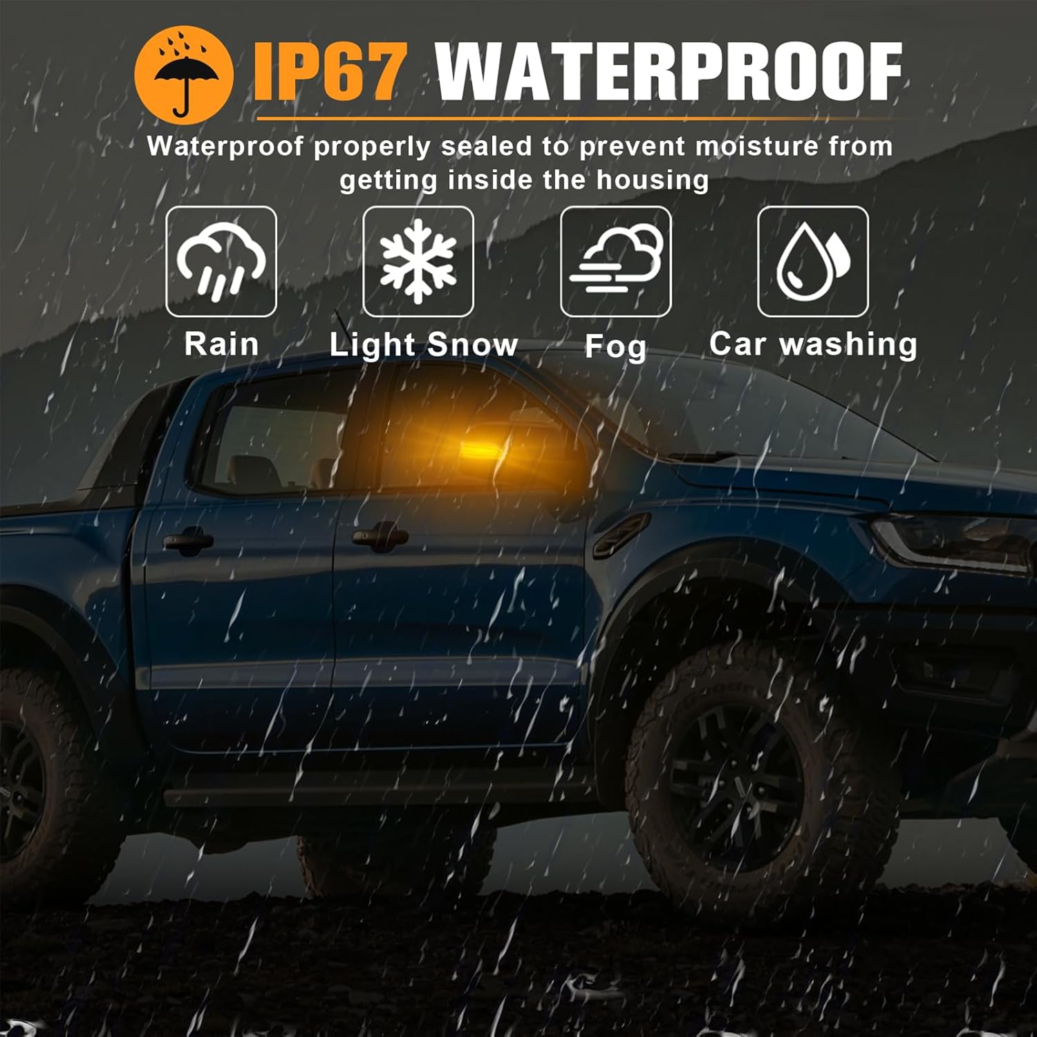 Sequential LED Side Mirror Marker Light Compatible with 2019-2023 Ford Ranger Lariat 2012-2019 T6 Raptor Wildtrak 2015-2019 Everest U375 UA, Mirror Turn Signal Light, Smoked Lens