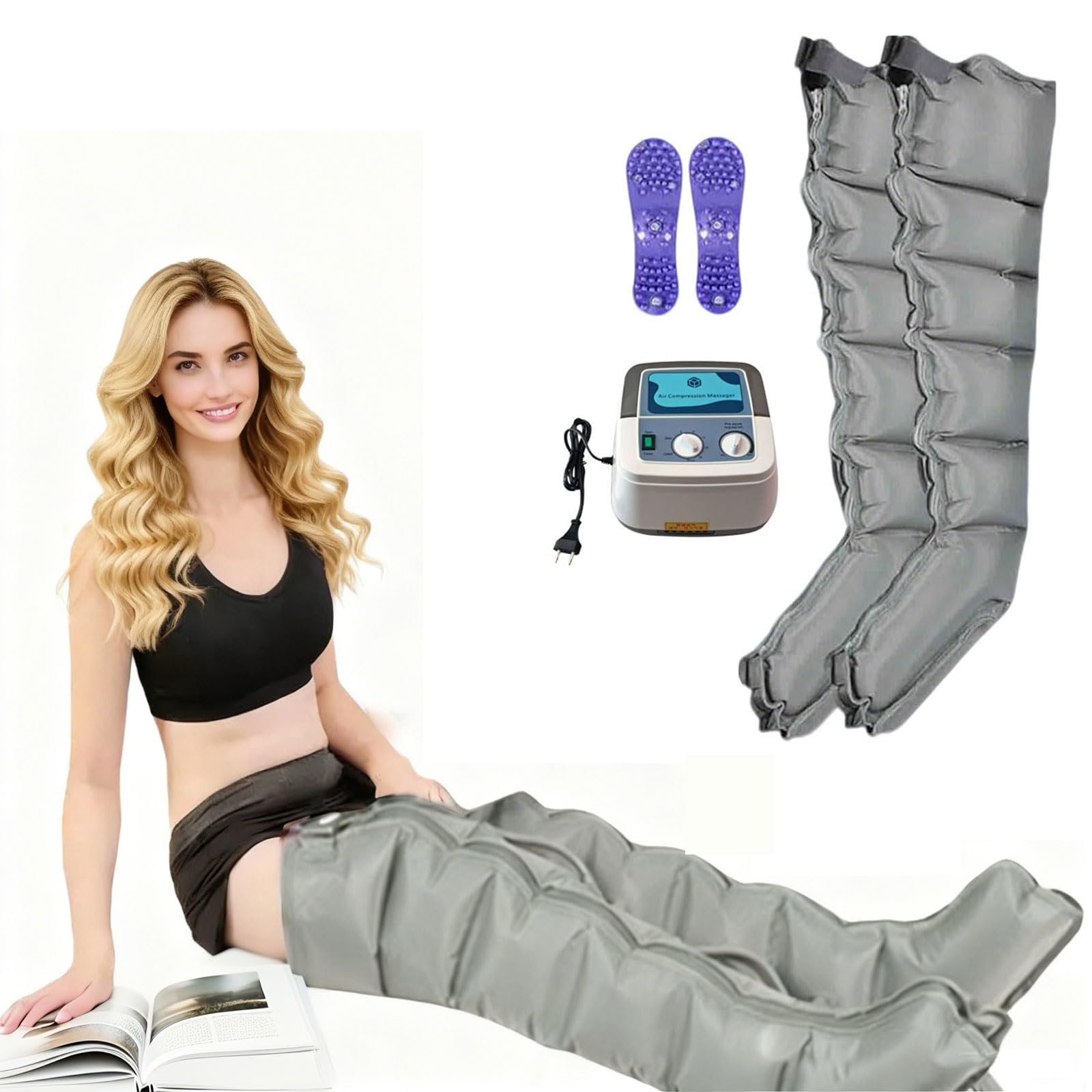 2026 Neu Lymphdrainage Gerät Beine Bei Lipödem - Kompressions-Beinmassagegerät mit 6 Luftkammern, Reduzierung Schwellungen und Müdigkeit - XL Größe (Grey, 2 legs+2 arms+1 waist)