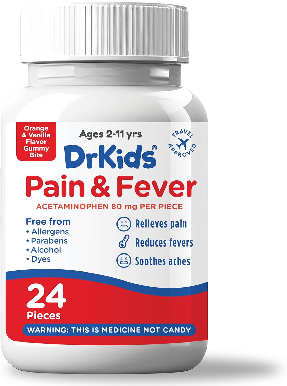 Dr. Kids Children’s Pain and Fever Gummy Bite - Chewable Acetaminophen for Kids Ages 2-11, Pre-Measured Soft Chews for Headache, Sore Throat, Cold and Flu, Orange Vanilla Flavor, 24 Count - Image 9