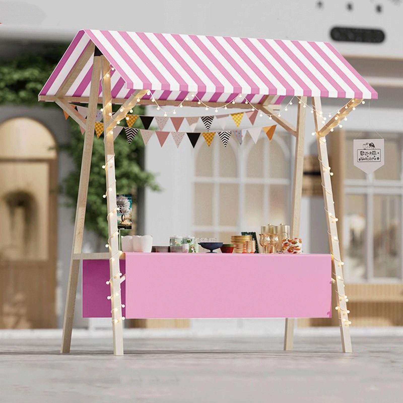 LJYKBFL Foldable Food Cart on Wheels, Lightweight Vendor Stall for Street Markets, Farmers Markets, and Craft Shows, Portable Display Stand for Outdoor Vendors