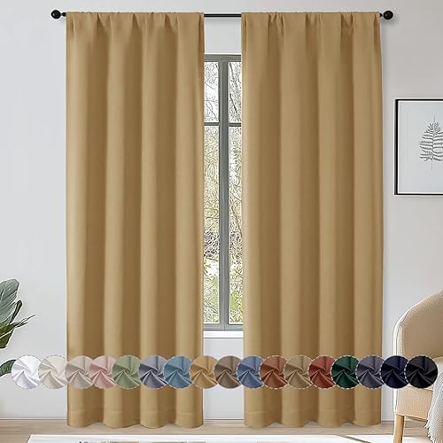 Miniatura 118 de OWENIE Sally Ever Green Cortinas Opacas para Dormitorio Sala de Estar 63 Pulgadas de Largo Juego de 2 Paneles, Aislamiento Térmico Ahorro de Energía