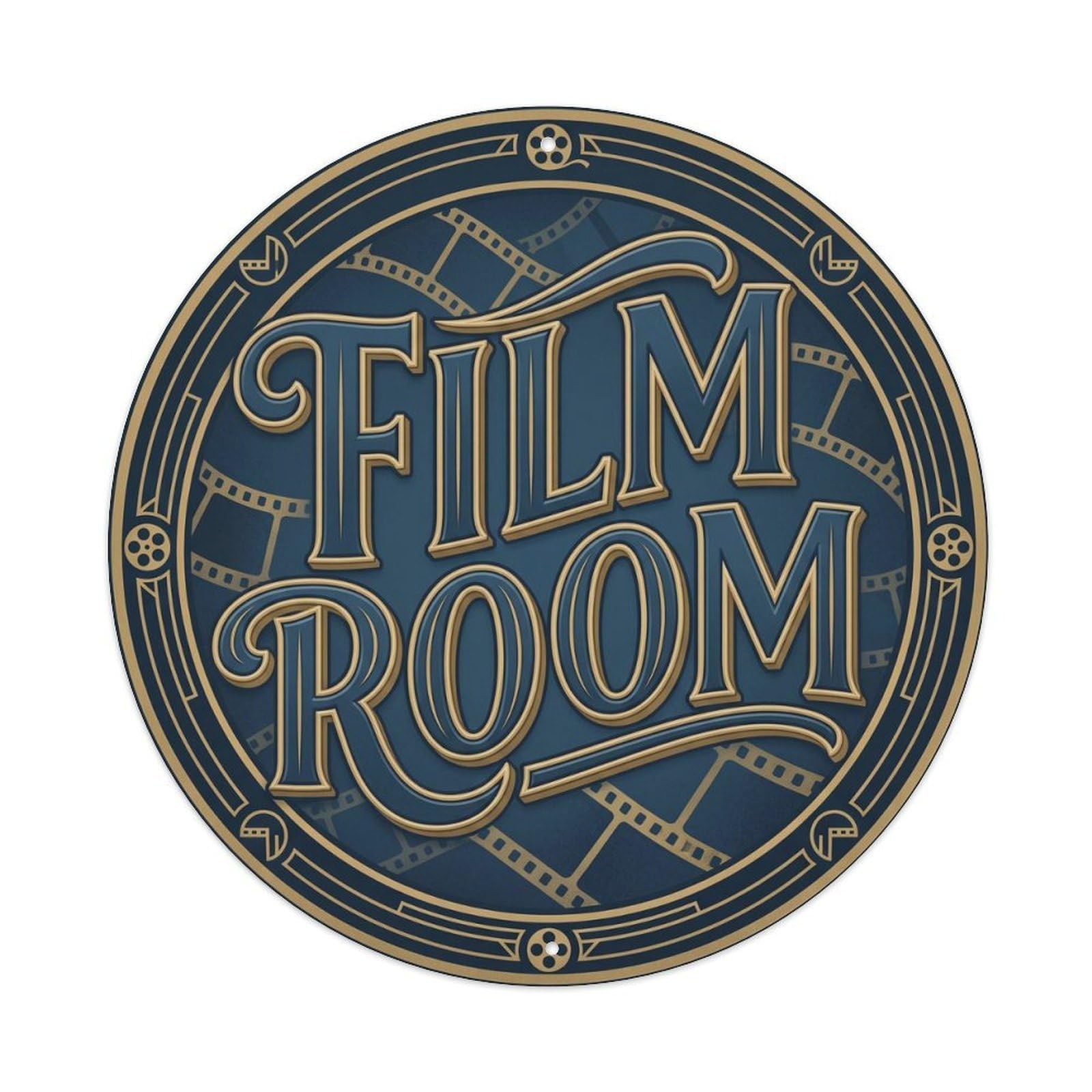 Vintage Film Room Text Filmstrip Metal Tin Sign