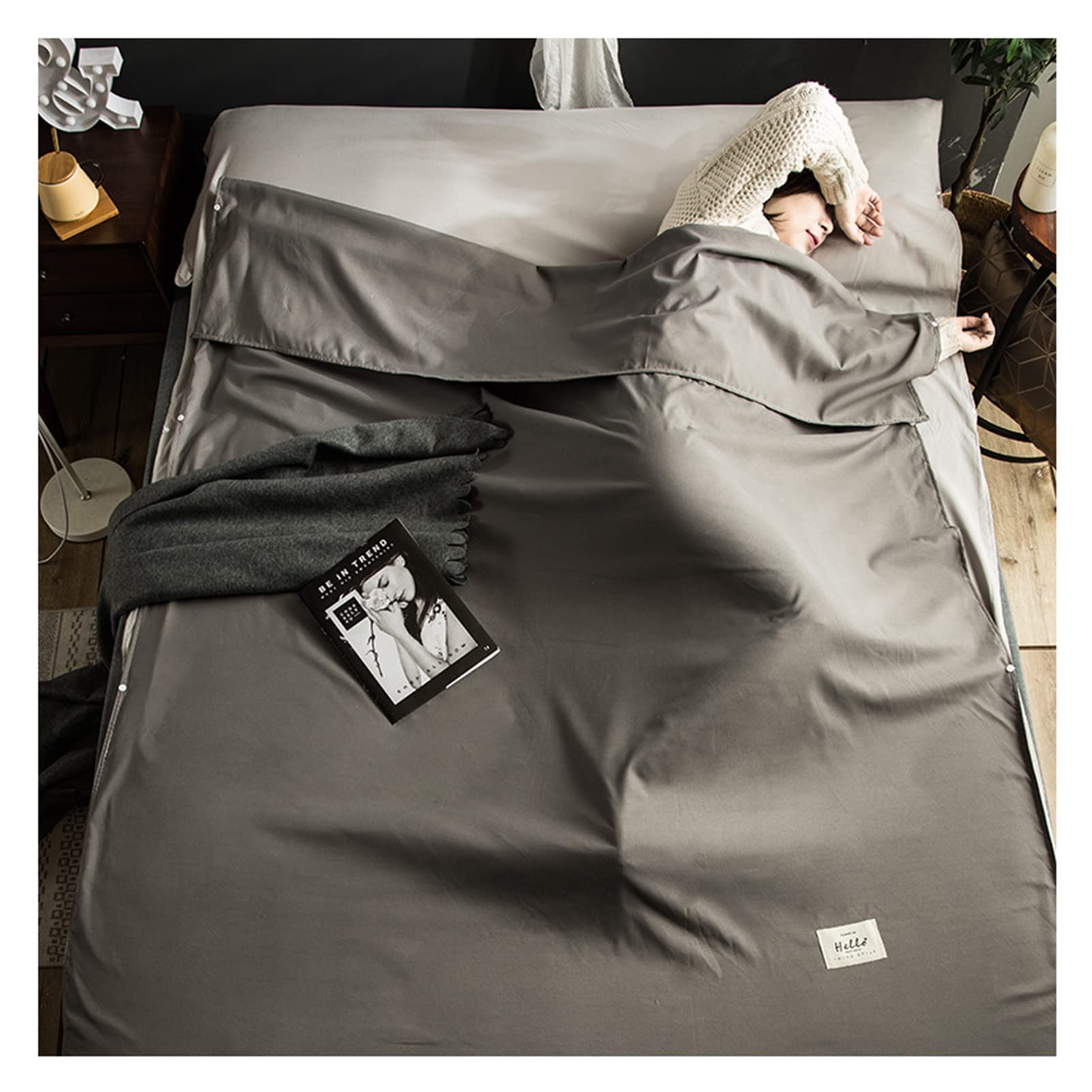 Schlafsack Ultraleichter Schlafsack Aus Baumwolle, Tragbarer Kompakter Schlafsack for Erwachsene, Campinglaken Und Reiselaken, Geeignet for Rucksack-Reisehotels (Size : 180x215cm/70.86x84.64in)