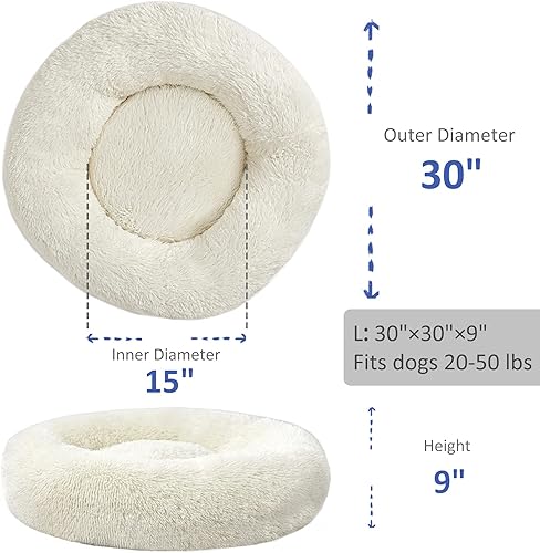 Vista 14 de ANWA - Cama redonda para perro mediano, lavable, cama tipo dona para perro grande, cómoda, acogedora y relajante Beige