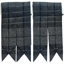 Mens Kilt Flashes Adjustable Heavy Buckle, Elastic Fit, Plain & Tartan Styles for Kilt Socks
