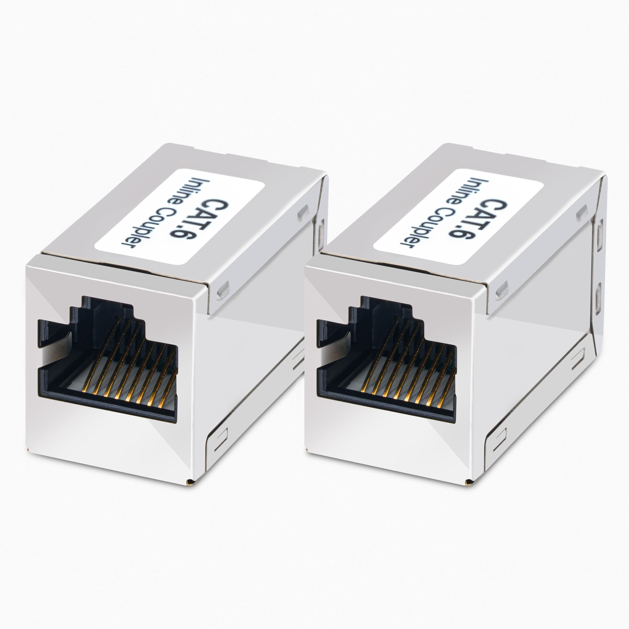 BIGtec 2 pezzi Adattatore di giunzione LAN RJ45 Ethernet Cavo di prolunga Cavo di rete Cavo patch Involucro in metallo compatibile CAT8 CAT7 CAT6a CAT5e CAT5