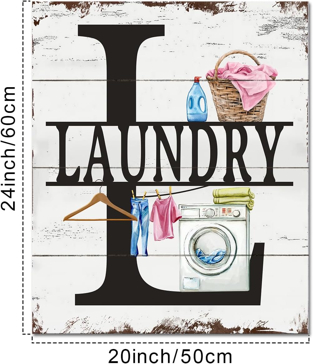 KREATIVE ARTS Laundry Room Canvas Wall Art Prints for Rustic Laundry Sign Wall Art for Bathroom Living Room 20x24 Inch Stretched Canvas Ready to Hang