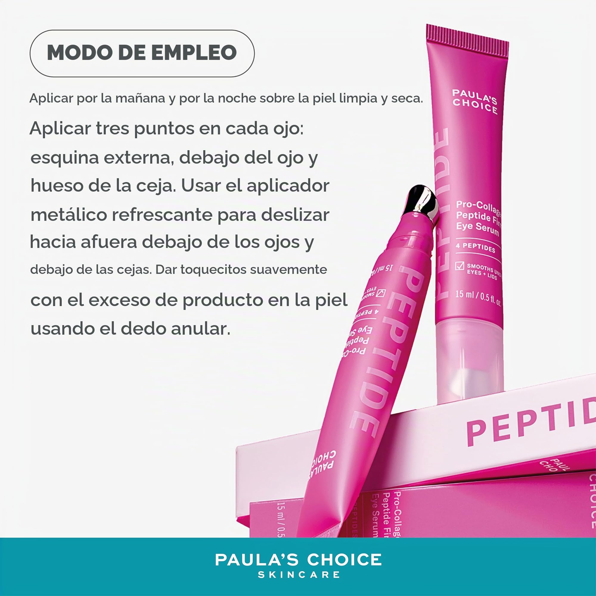 Paula's Choice Contorno de Ojos Pro-Colágeno Péptidos, Gel Crema, 15 ml | Gel Ligero sin Fragancia - Sérum Ligero Para Ojos Con Aplicador Metálico - Reduce Arrugas Y Patas De Gallo - Hidrata La Piel