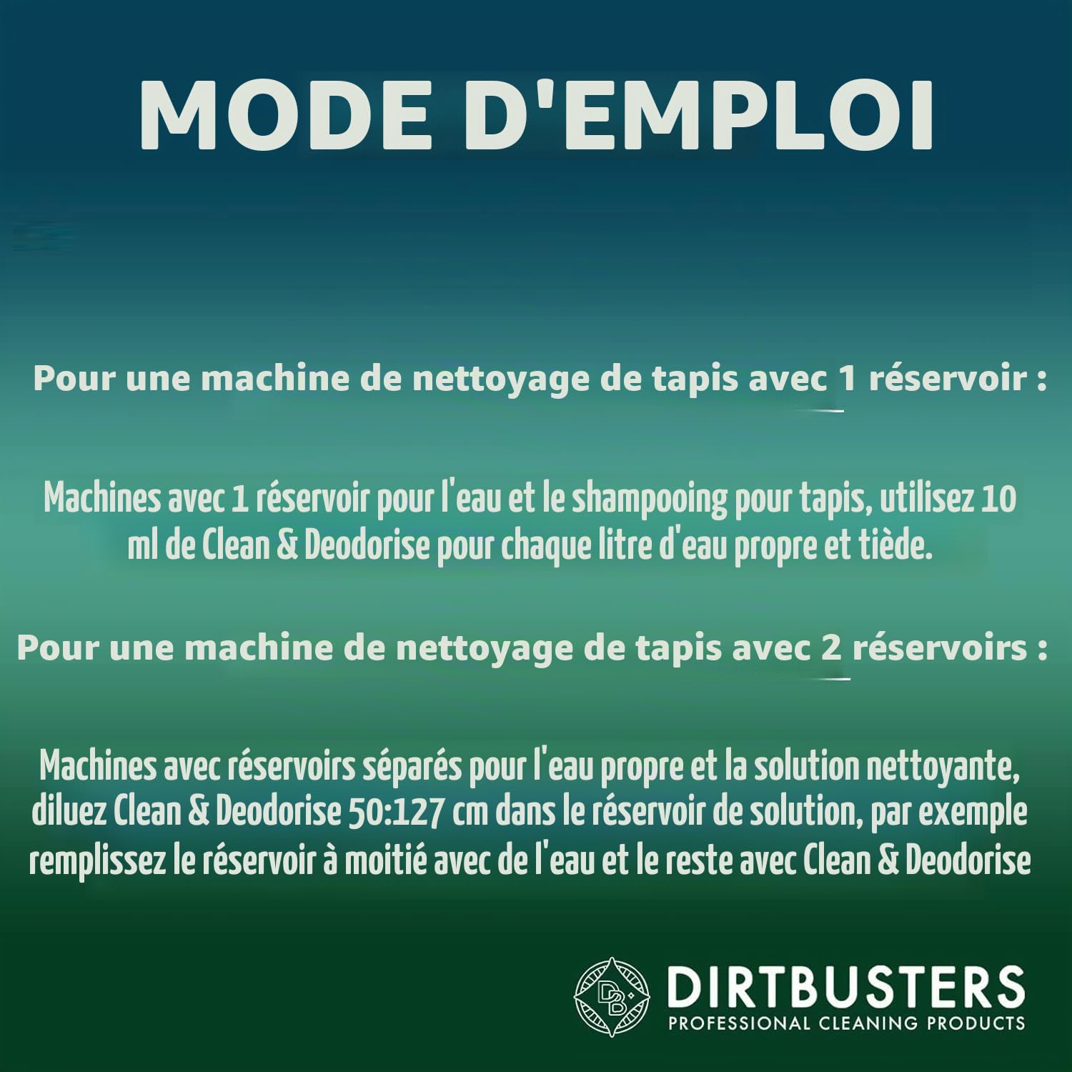 Dirtbusters Nettoyant Désodorisant Professionnel Concentré 3 en 1 pour Tapis/Tissus, Neutraliseur d’Odeur, Parfum Baies & Printemps Frais, Shampoing Idéal des Machines Lavant par Extraction 2X5 Litres