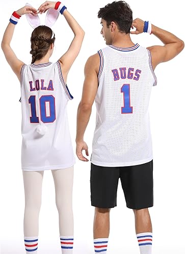 Miniatura 5 de Jersey de baloncesto para hombre, Lola#10 Bugs#1 camisetas de película espacial de los años 90 para HalloweenNavidad, deportes, hip hop, fiesta,