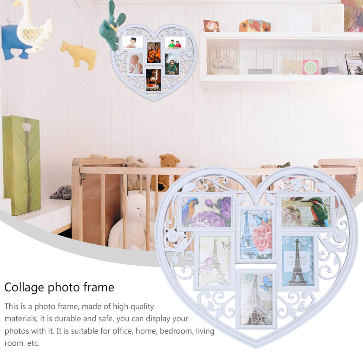 Fotorahmen mit Herz aus Kunststoff, Collage, Bilderrahmen, Wandbehang, Fotohalter, dekorativ für Fotoanzeige, 15,2 cm (weiß) Little Surprise