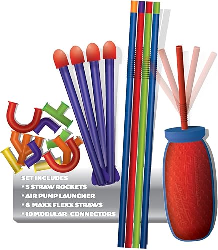 Miniatura 3 de Geospace Pump Rocket Micro Straw Shotz - Conjunto modular de construcción de cohetes accionados por aire