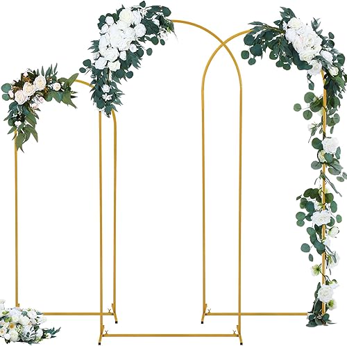 Shimeyao 3 piezas de telón de fondo de arco de metal para ceremonia de arco de boda de metal dorado marco de arco de boda soporte para boda,