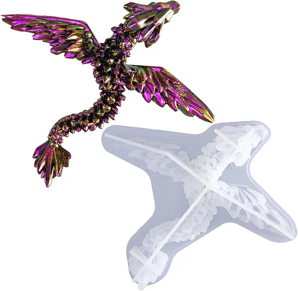 LET'S RESIN Gemstone Resin Molds - Crystal Winged Dragon Silicone Molds for 3D Flying Dragon Toys, Home Decor & Gifts