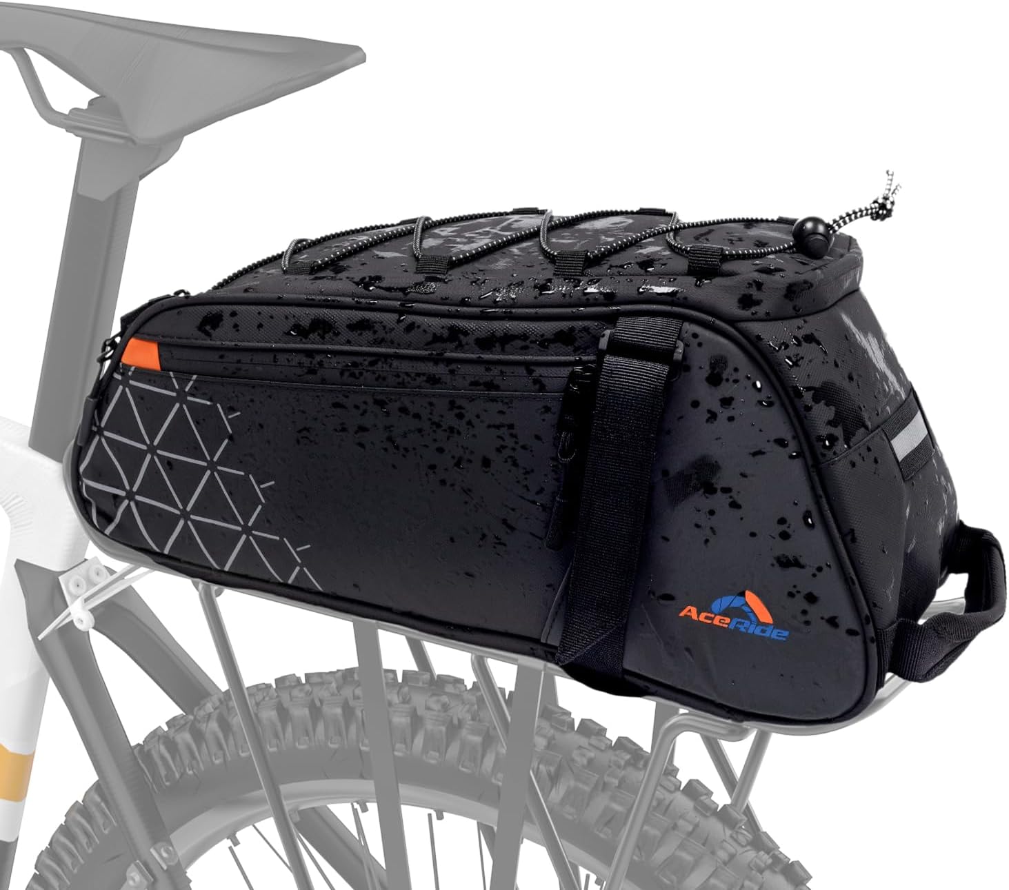 8L Waterproof Bike Rack Bag, Ebike Bags for Bicycle Rear Rack, PVC Water Resistant Oxford Panniers with Reflective Strips, Convertible Commuter Bag for Road Mountain Bikes, Grocery & Travel