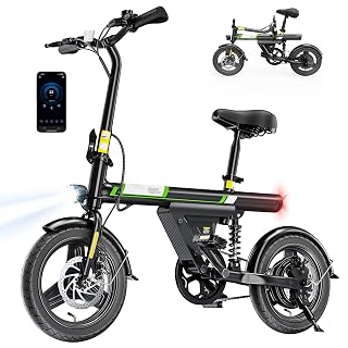 Mini Foldable Electric Bike for Adults, 1000W Peak Folding Ebike, 15 Miles 36V 7.8Ah Battery, 14" Small Adult Electric Bicycle for Commuting with APP - Amazon product rated Grade A