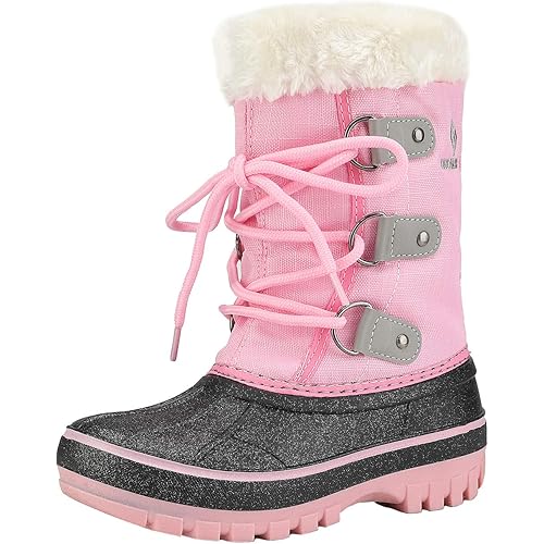 DREAM PAIRS Boys & Girls Faux Fur-Lined Ankle Winter Snow Boots
