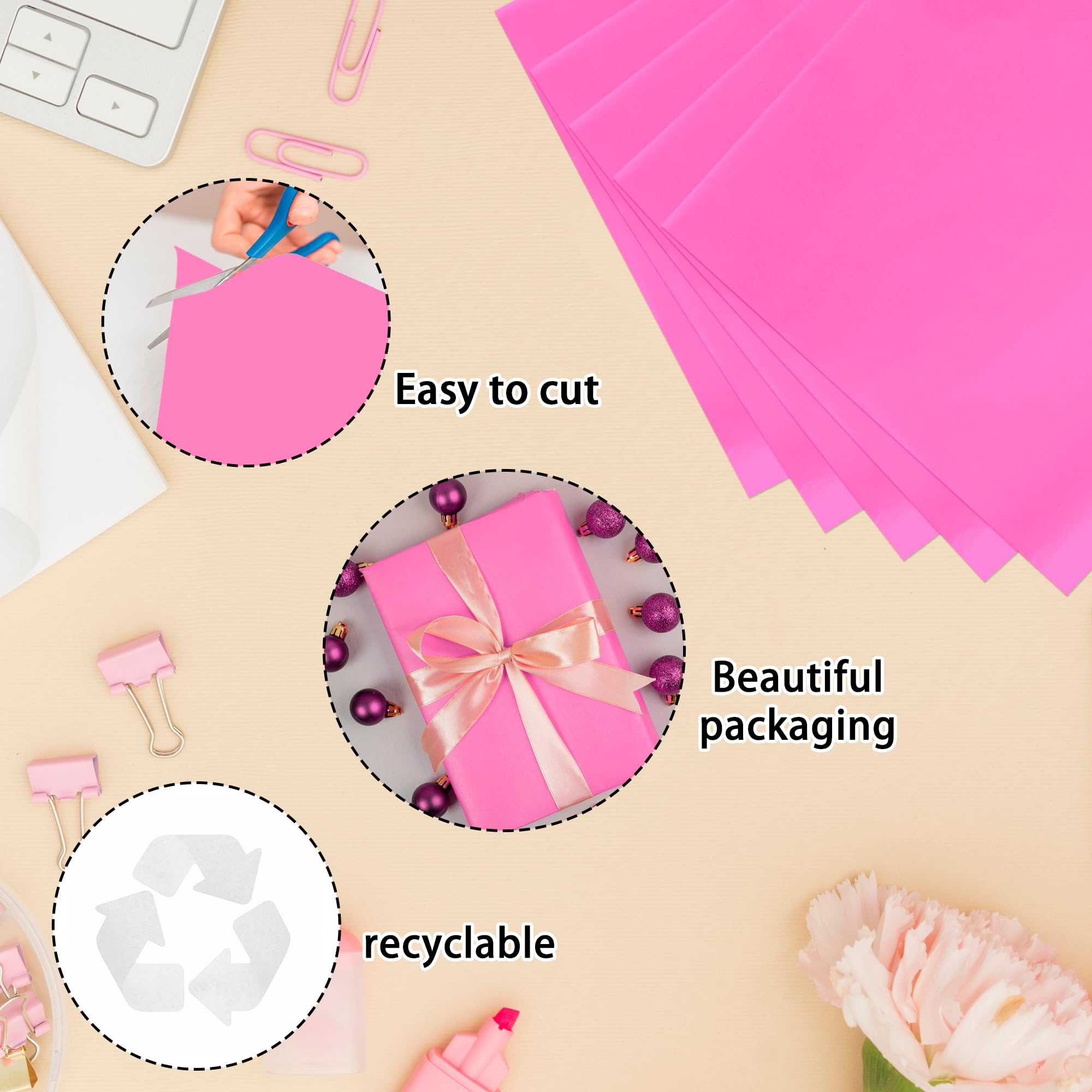 PINWATT- Papel de seda rosa de 1000 hojas de 20 x 15 pulgadas a granel para bolsas de regalo: papel de seda para envolver regalos, cumpleaños, bodas, fiestas, manualidades, decoración, suministros par