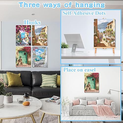 Vista 78 de VIGEGU Paquete de 4 pinturas por números para adultos, lienzo enmarcado, con caballete de madera, pintura por números para niños de 8 a 12 años