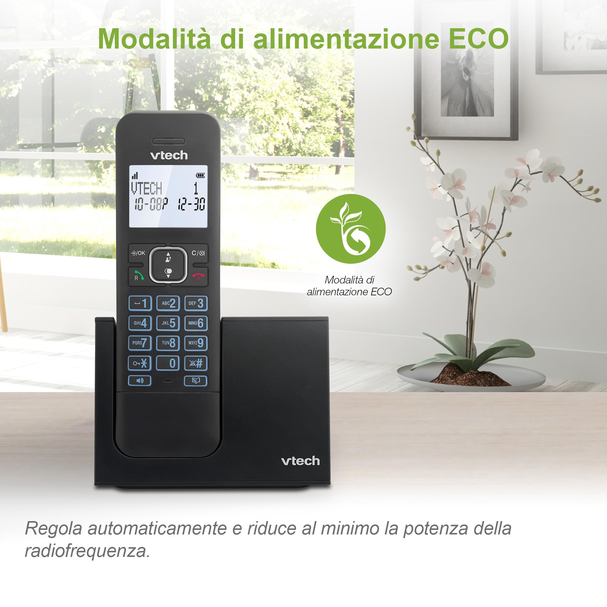 VTech LS1000 Telefono cordless Casa con vivavoce, telefono fisso DECT, doppia ricarica, identificatore di chiamata/attesa, display e tastiera retroilluminati, modalità ECO, 50 Rubrica nomi e numeri
