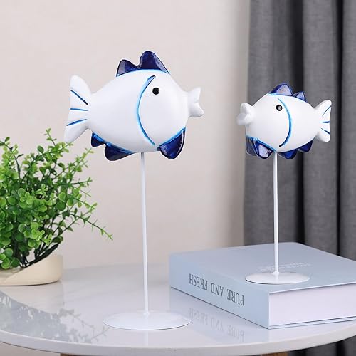 Miniatura 6 de Estatua de madera de pez falso, decoración del hogar de la granja del océano, adecuada para soporte de exhibición de adornos, gabinete de TV,