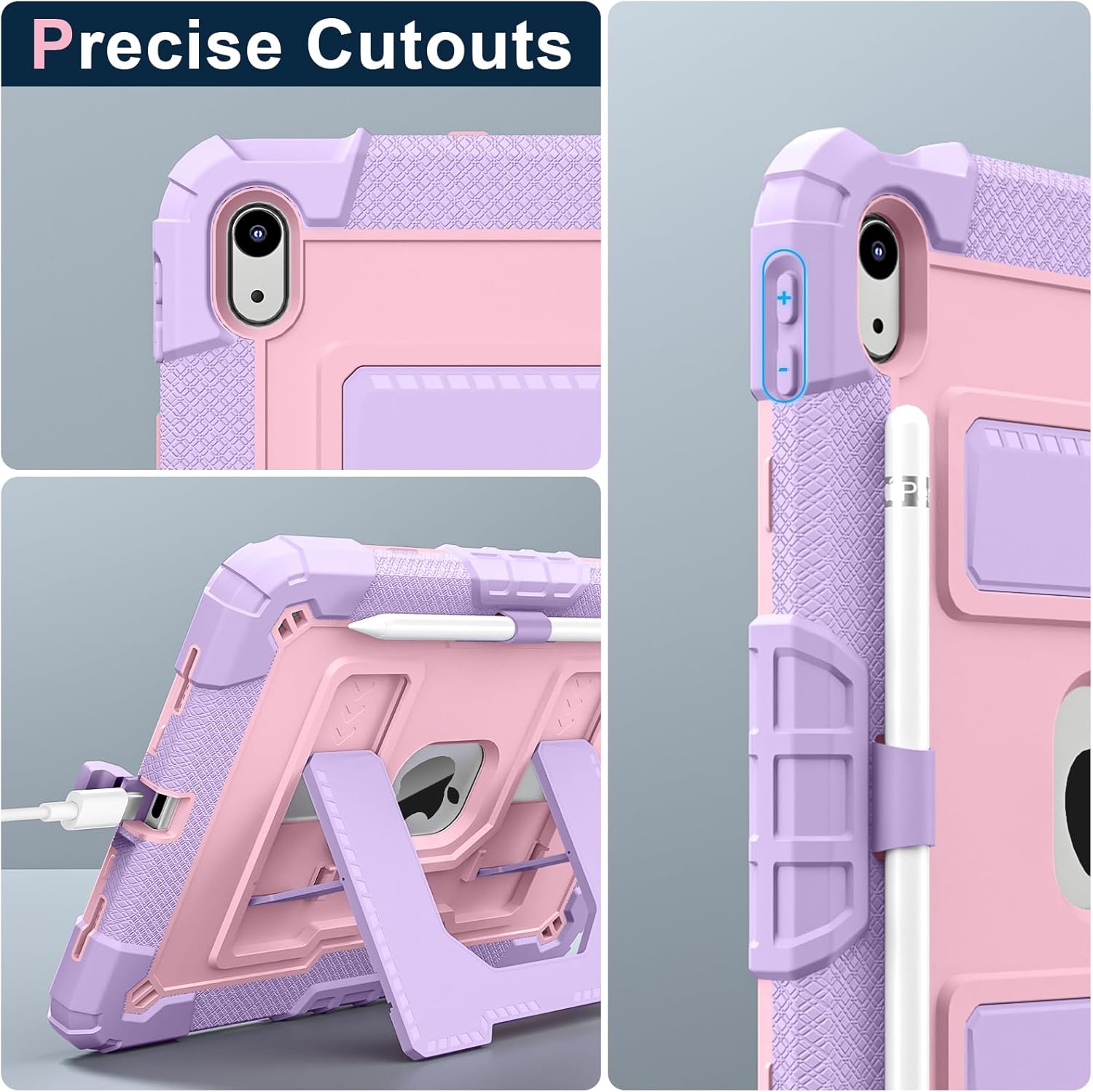 ATOOZ for iPad A16 11th Generation Case 11 Inch 2025,for iPad 10th/iPad A19 12th Generation Tablet Case Kids with Shoulder Strap & Pencil Holder,Heavy Duty Rugged Protective Cover (Purple)