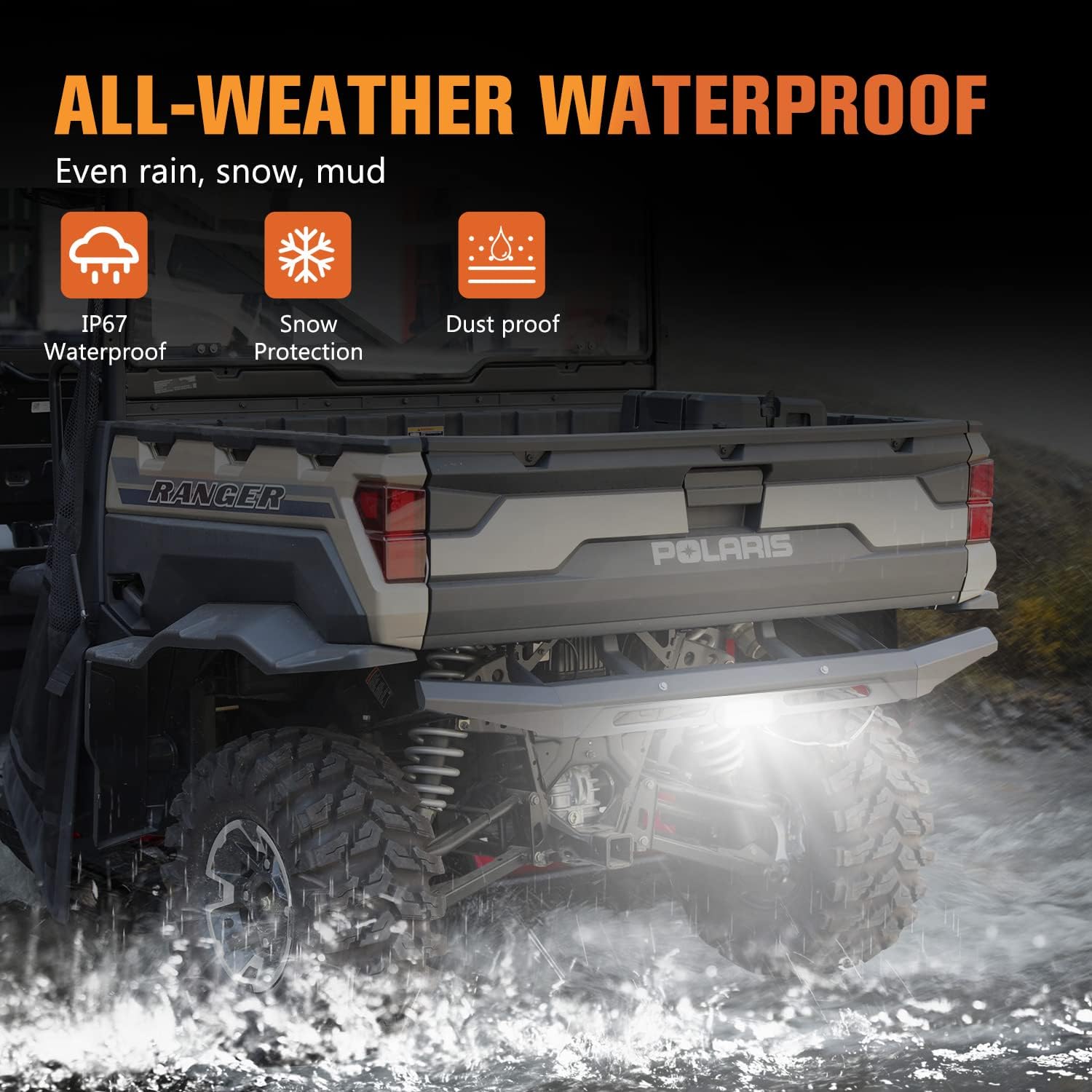 Ranger XP 1000 Rear Bumper Guard with LED Light, A & UTV PRO Rear Brushguard Protector for 2018-2023 2024 2025 Polaris Ranger XP 1000/ Crew XP 1000 / Diesel Accessories, Replace OEM #2882529