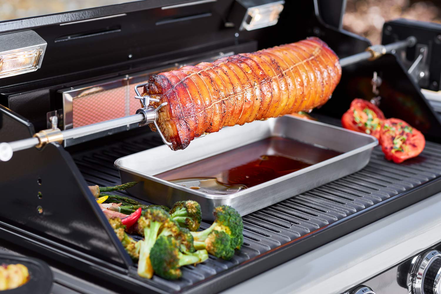 RÖSLE Barbecue Barquette Universelle Professionnelle, Barquette en Acier Inoxydable de Haute Qualité avec un Rebord Haut pour Mariner, Servir ou Comme Égouttoir pour les Barbecues au Gaz et au Charbon