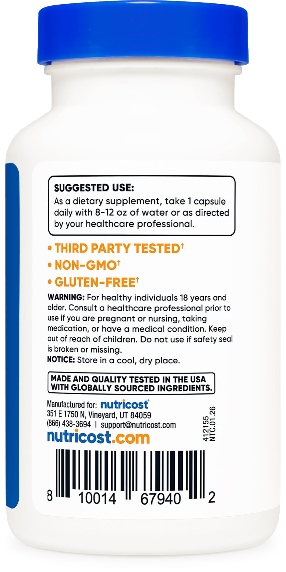 Nutricost Lactobacillus Acidophilus 10 Billion CFU, 120 Vegetarian Capsules — Amazon image 5