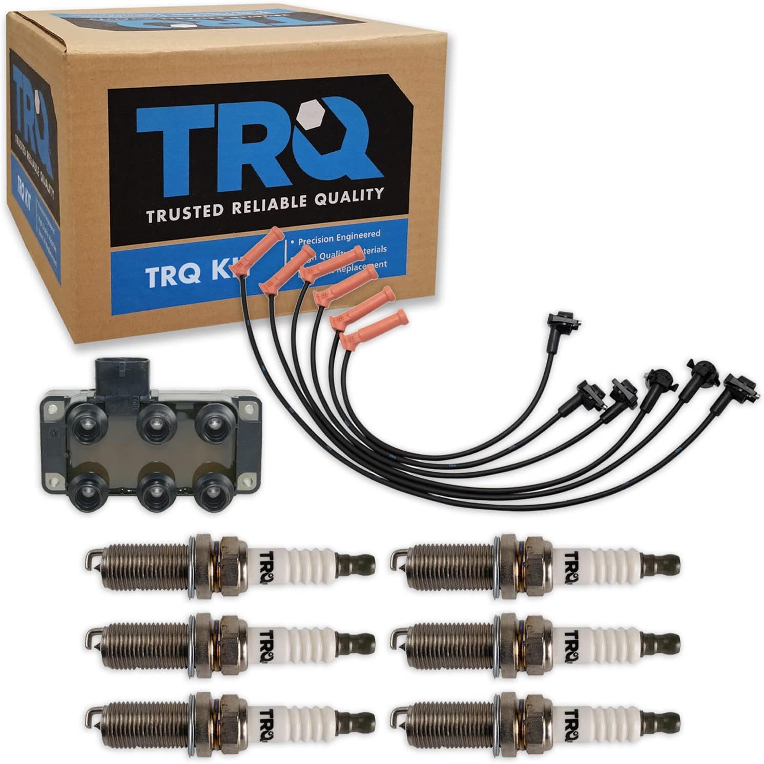 TRQ Ignition Coils & Spark Plugs Set Compatible with 2001