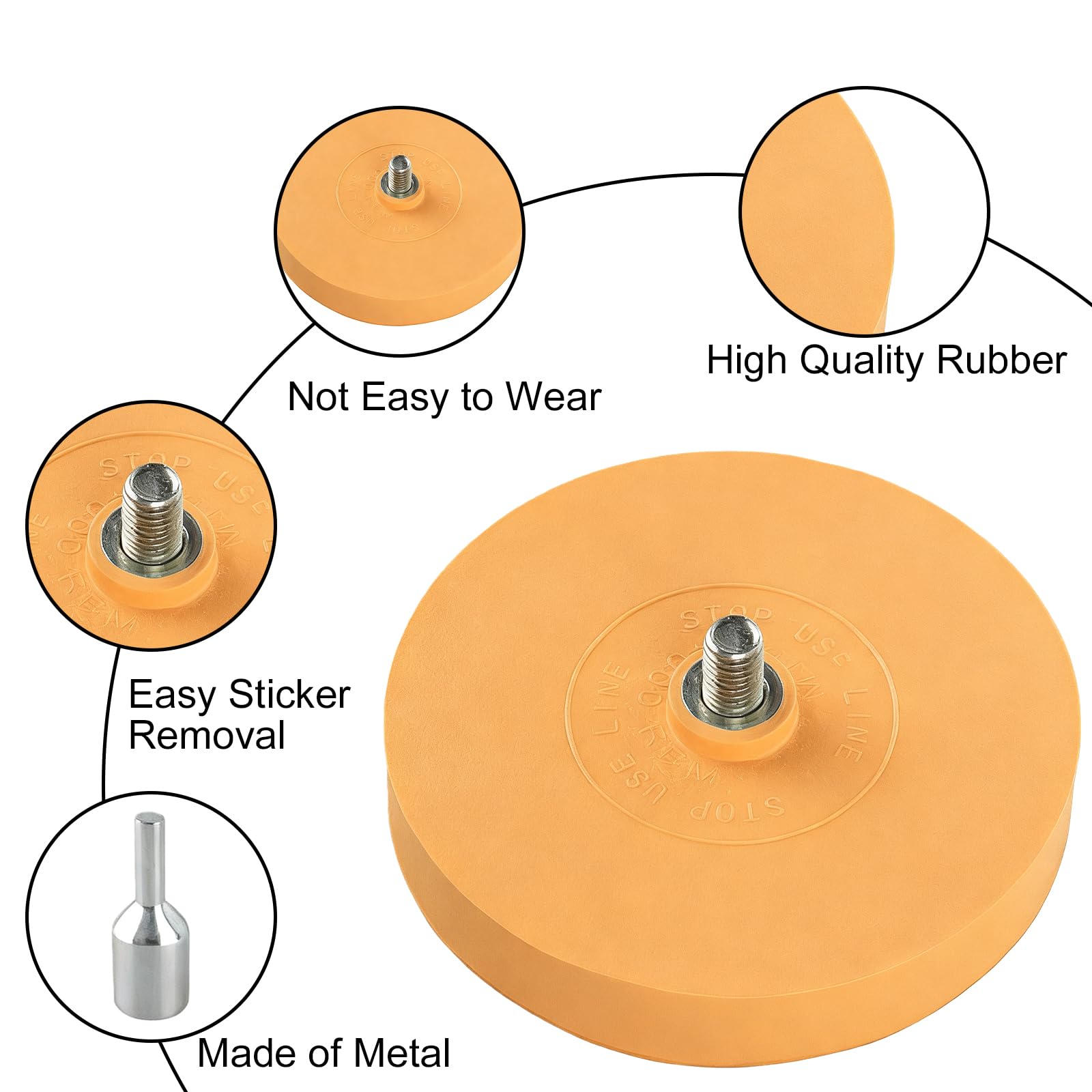 BAIFULAI 4 Stück Folienradierer mit Adapter: 88 mm Aufkleber Radierer Dick 15mm, Aufkleberentferner Radierscheibe Professionellen Entfernen von Folien und Kleberesten am Fahrzeug, Auto oder Motorrad