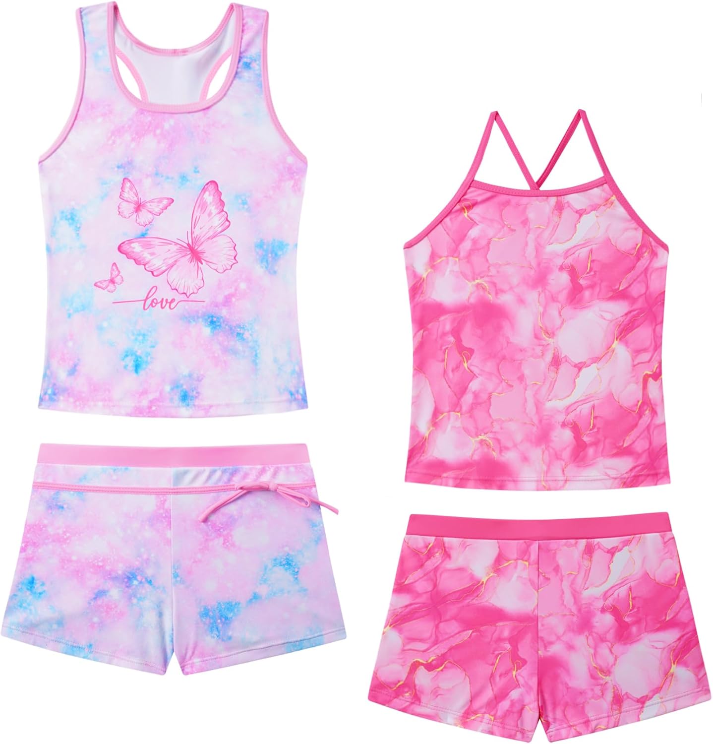 Akokvlar ガールズ ツーピース 水着 タンキニ 水着 ボーイショーツ付き