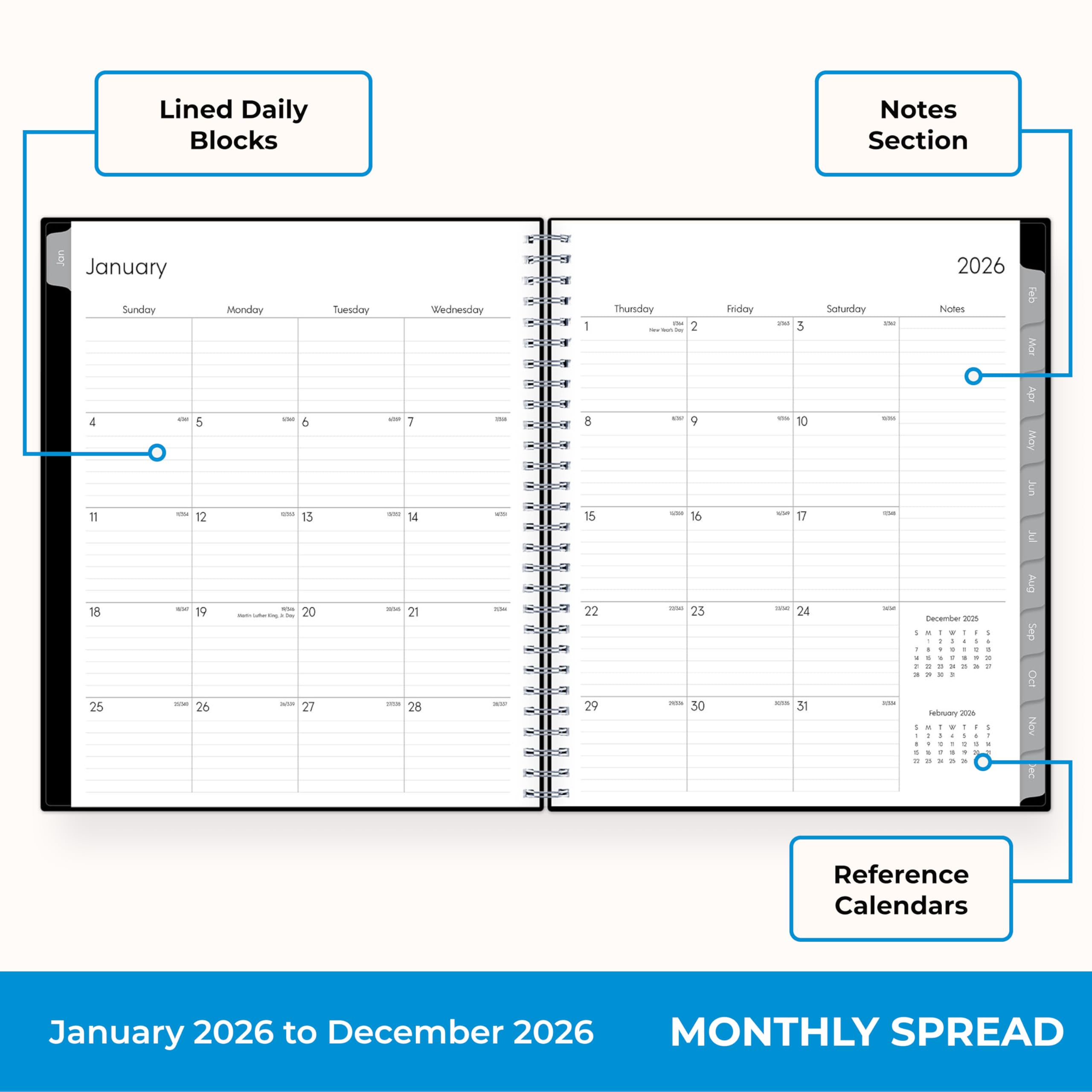 Blue Sky 2026 Monthly Planner Calendar January 2026 - December 2026 8 x 10 Monthly Layout Flexible Cover — view 3