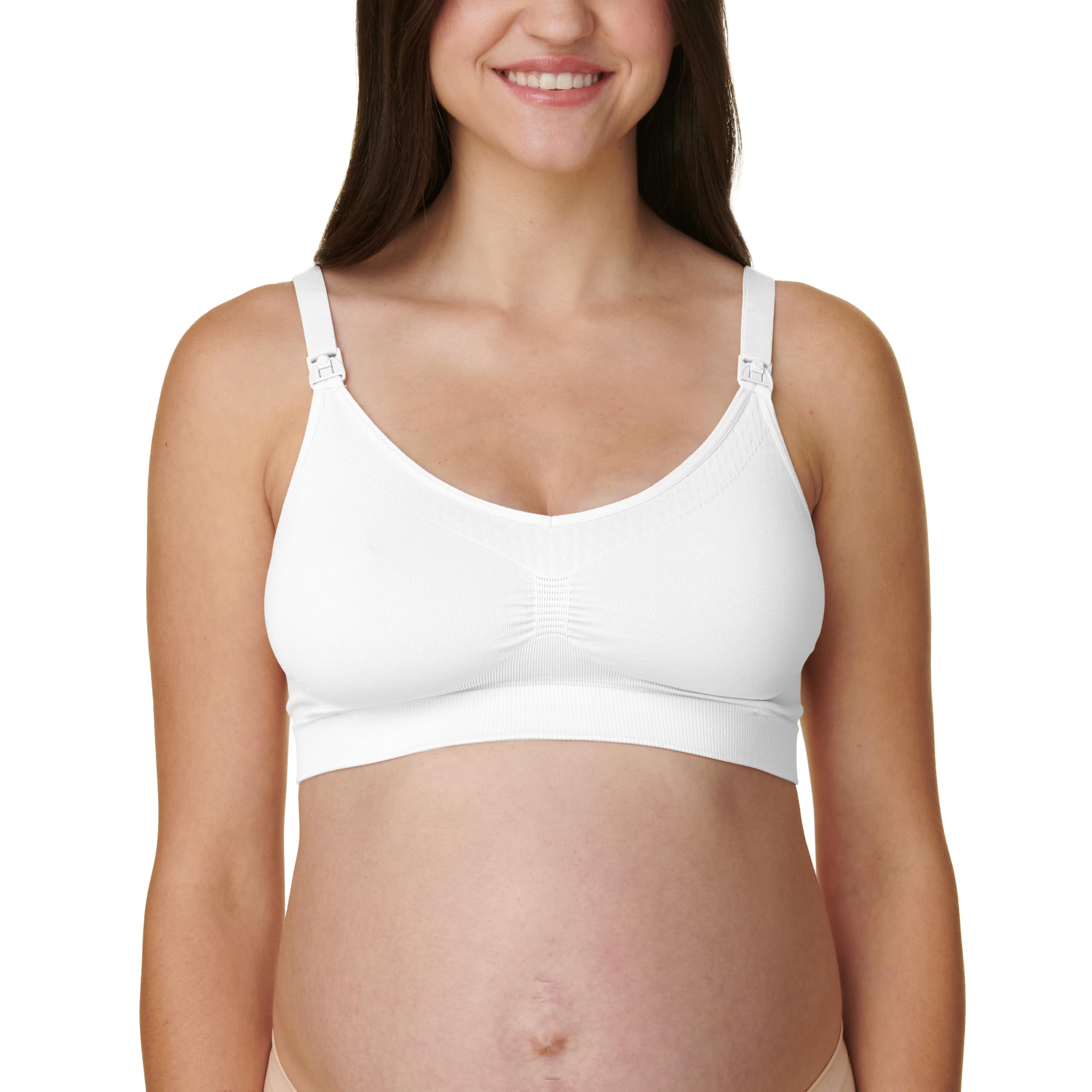Bravado! Basics Women's Comfort Maternity Bra and Nursing Bra Adjustable, Seamless, White, XX-Large