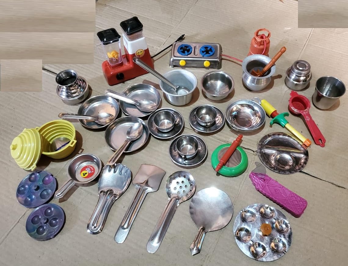 Tirtha Enterprises Miniature Kitchen Set,Kitchen Set For Girls ,Real Cooking Kit For Play ,Steel Kitchen Set For Girls ,Choppu Jaman ,Cooking Set For Kids ,Baby Kitchen Set Toys For Girls(36 Pcs New) (B0CW3N48MJ) Amazon Price History, Amazon Price Tracker