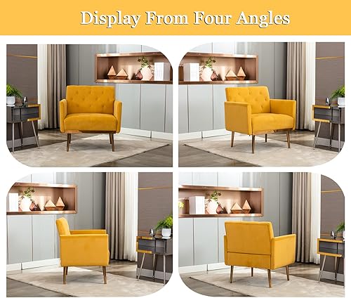 Miniatura 13 de Juego de 2 sillas decorativas modernas, sillas tapizadas para sala de estar con patas de metal dorado rosa, cómodas sillas de sofá para leer, ver la