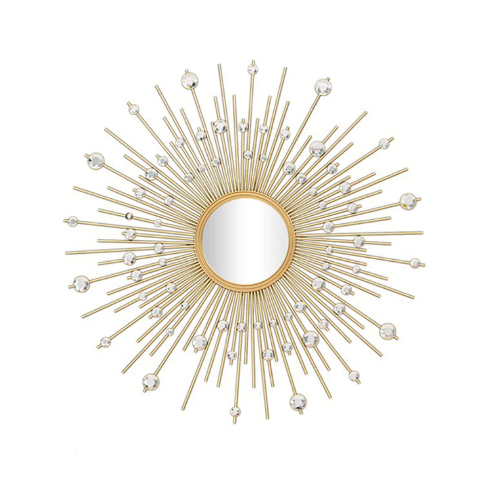 Großer Runder Wandspiegel für Wanddekor Wohnzimmer,Goldener Dekorative Spiegel Sunburst Wandspiegel,dekorativer Hängespiegel mit Metallrahmen,für Badezimmer Schlafzimmer Flur,60cm(24inch)