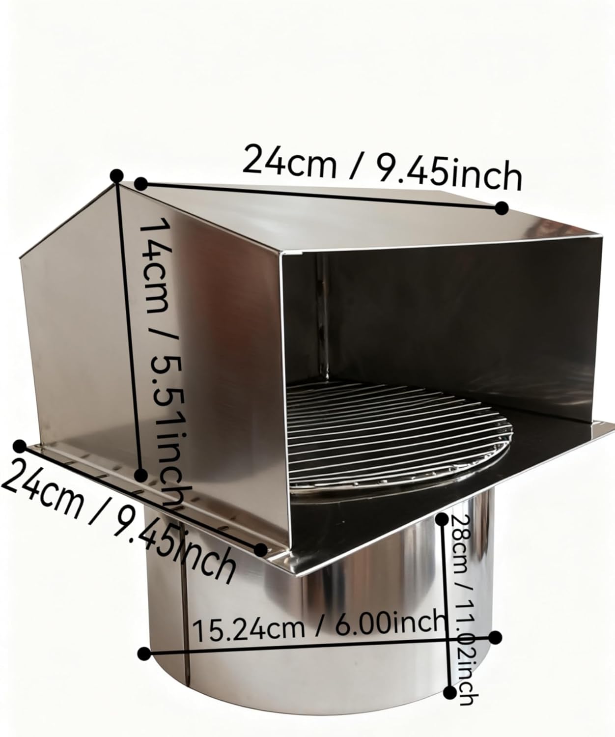 6 Inch Hooded Wall Vent with Screen and Damper Magnetic Dryer Vent Cover Outside Vent Covers for Wall Bathroom Kitchen Range Hood Clothes Dryer Replacement Vents Stainless Steel (6in)