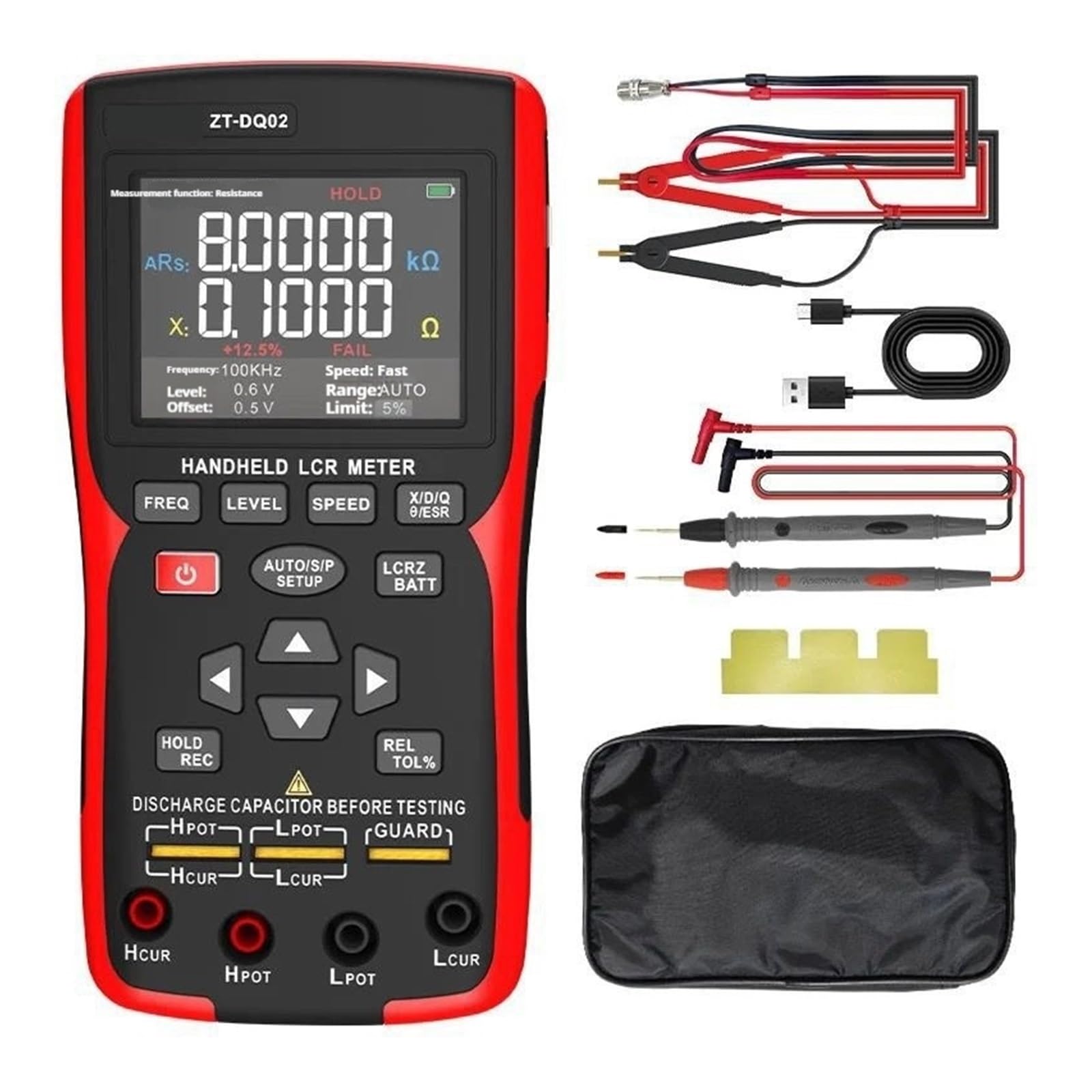 Testeur de batterie au Lithium LCR, pont portatif haute précision DQ01/DQ02, compteur résistance interne Pour une utilisation DIY(DQ02 Standard)
