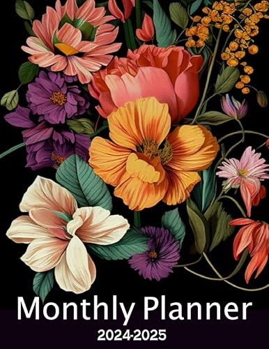 2024-2025 Monthly Planner Large Floral Two 2 Year Agenda Organizer Diary - 24 Months Calendar
