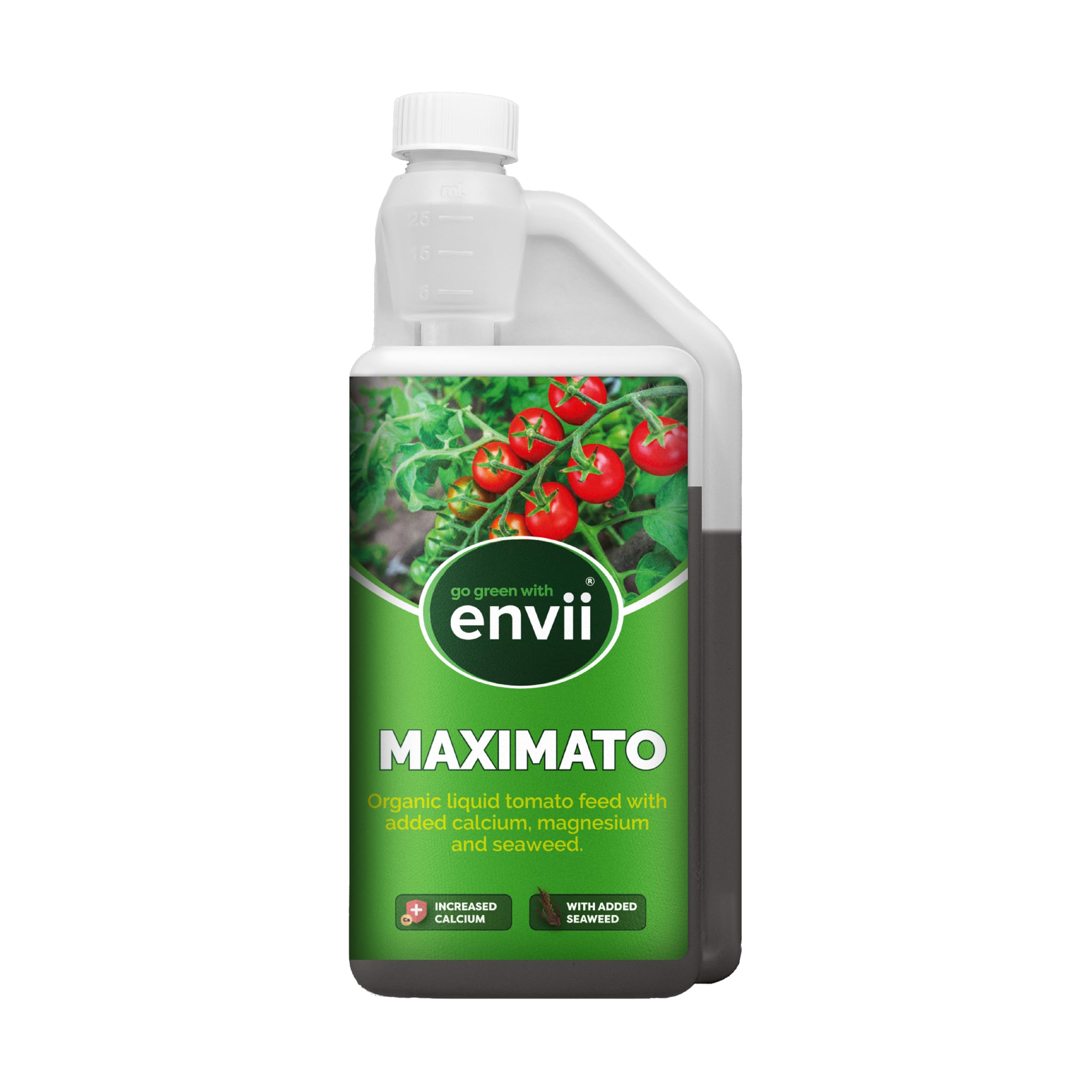 Envii Maximato, Liquid Tomato Feed Fertiliser, Organic Plant Food with Seaweed, Magnesium & Calcium, Boosts Growth & Fruiting for Tomato Plants & Vegetables, 1L